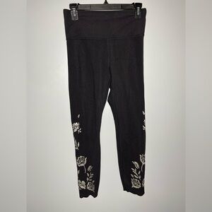 Athleta Black Leggings With Flower Design